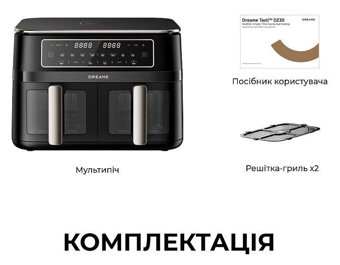 Мультипіч (аерофритюрниця) Dreame Tasti DZ30 Black, 11 л, 3000 Вт (DREAME-DZ30-BK) MP84 фото